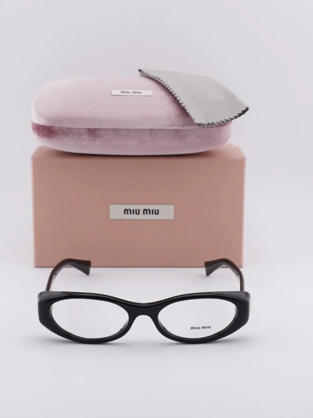 Miu Miu MU 03ZV 16K1O1 Oval Eyeglasses – Black 55mm
